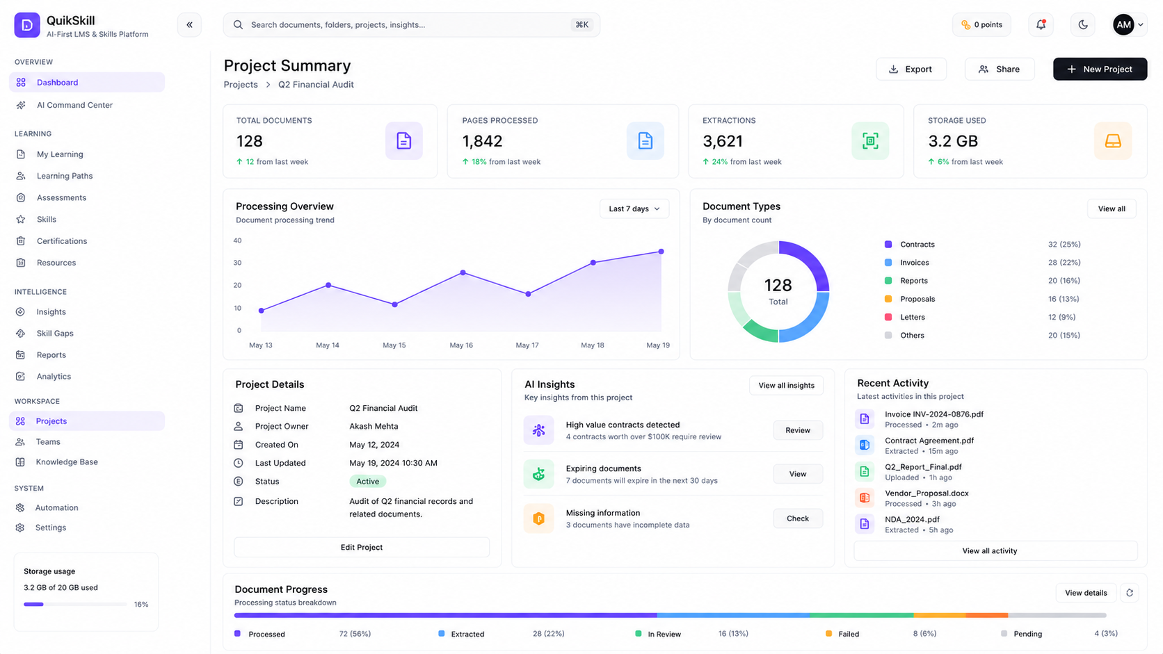 QuikSkill product screen — Project Summary